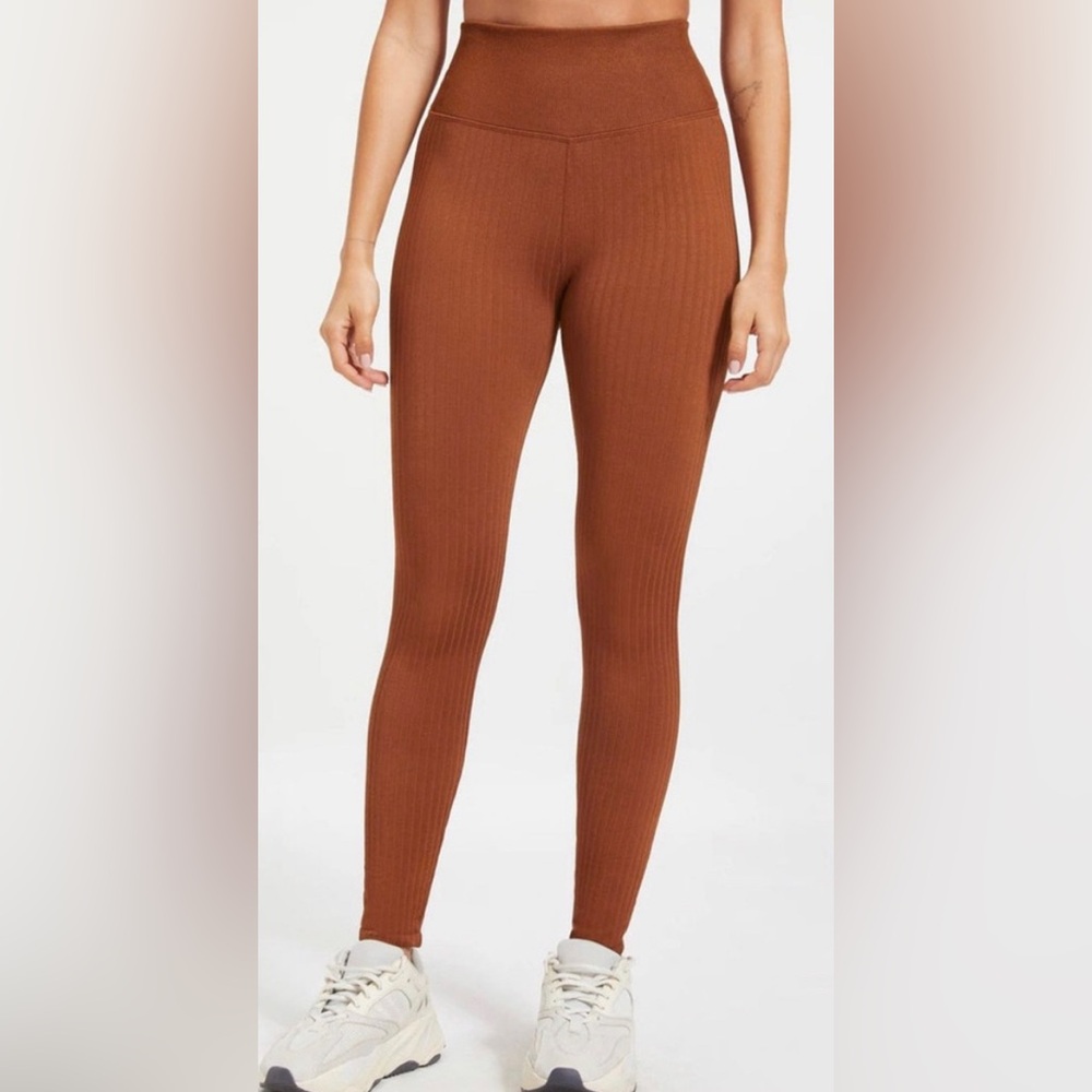 Good American Wide Rib Shine Ankle Legging, Rust, sz 1/2 (US S/M)